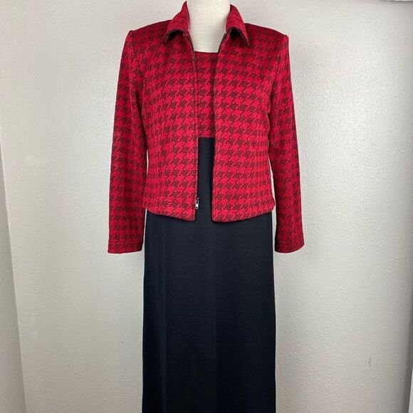 EUC Coldwater Creek Womens Red/Black Maxi Dress and Matching Jacket Size 6P - Picture 1 of 10